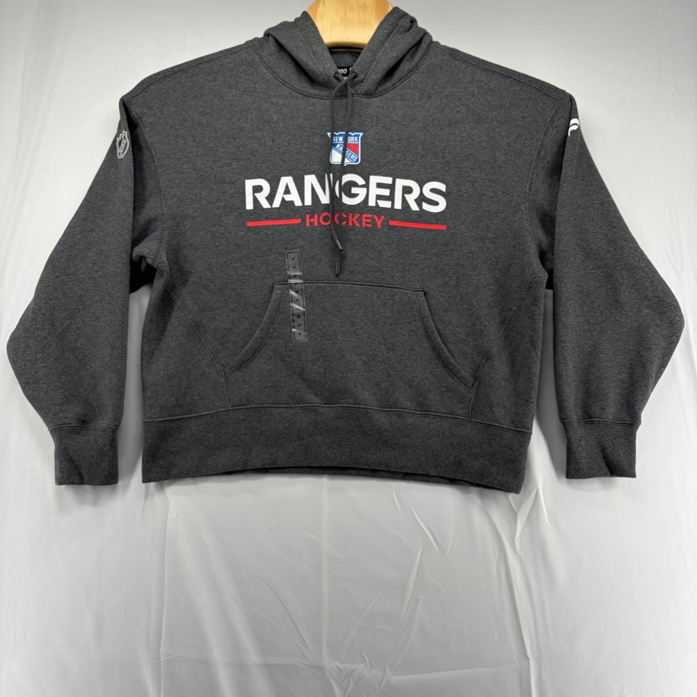 New York Rangers Fanatics Authentic Pro NHL Hoodie Charcoal Heather Womens M NEW